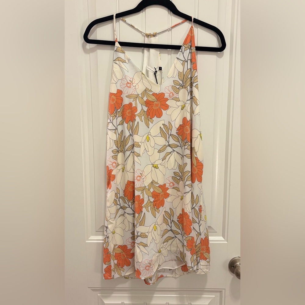 THREE EIGHTY TWO Medium Floral Mini Dress in Orange and Cream NWT!!